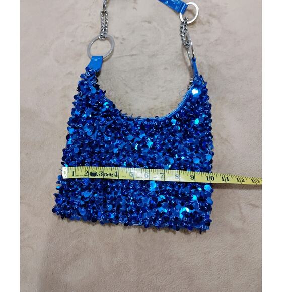 Blue sequined party purse for special occasions - Picture 5 of 9